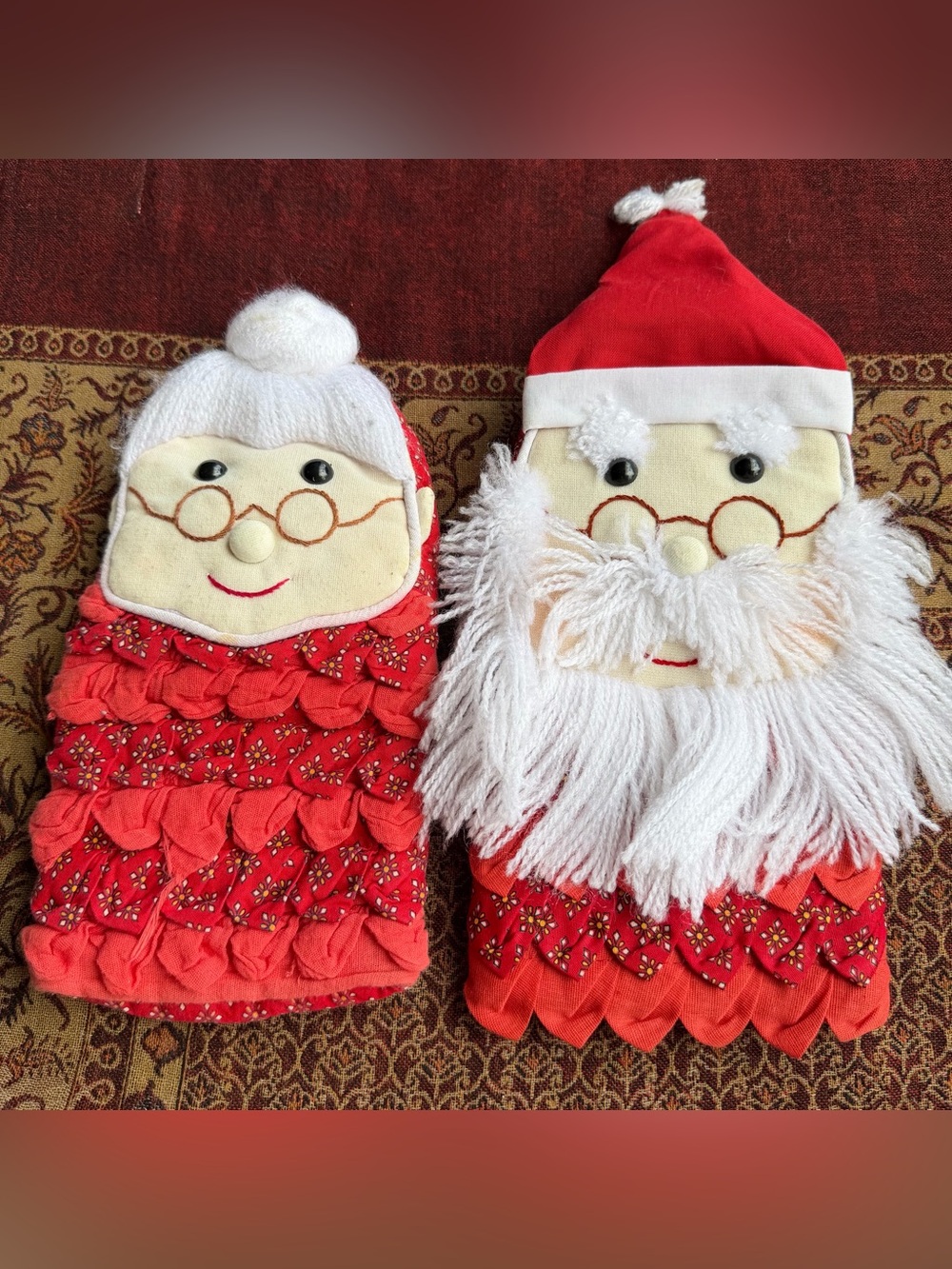Pier 1 Imports Santa Mr. & Mrs. Claus Quilted Pot Holder Set Christmas Decor